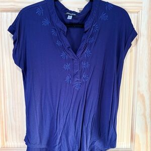 Cable & Gauge Deep Blue Embroidered Blouse